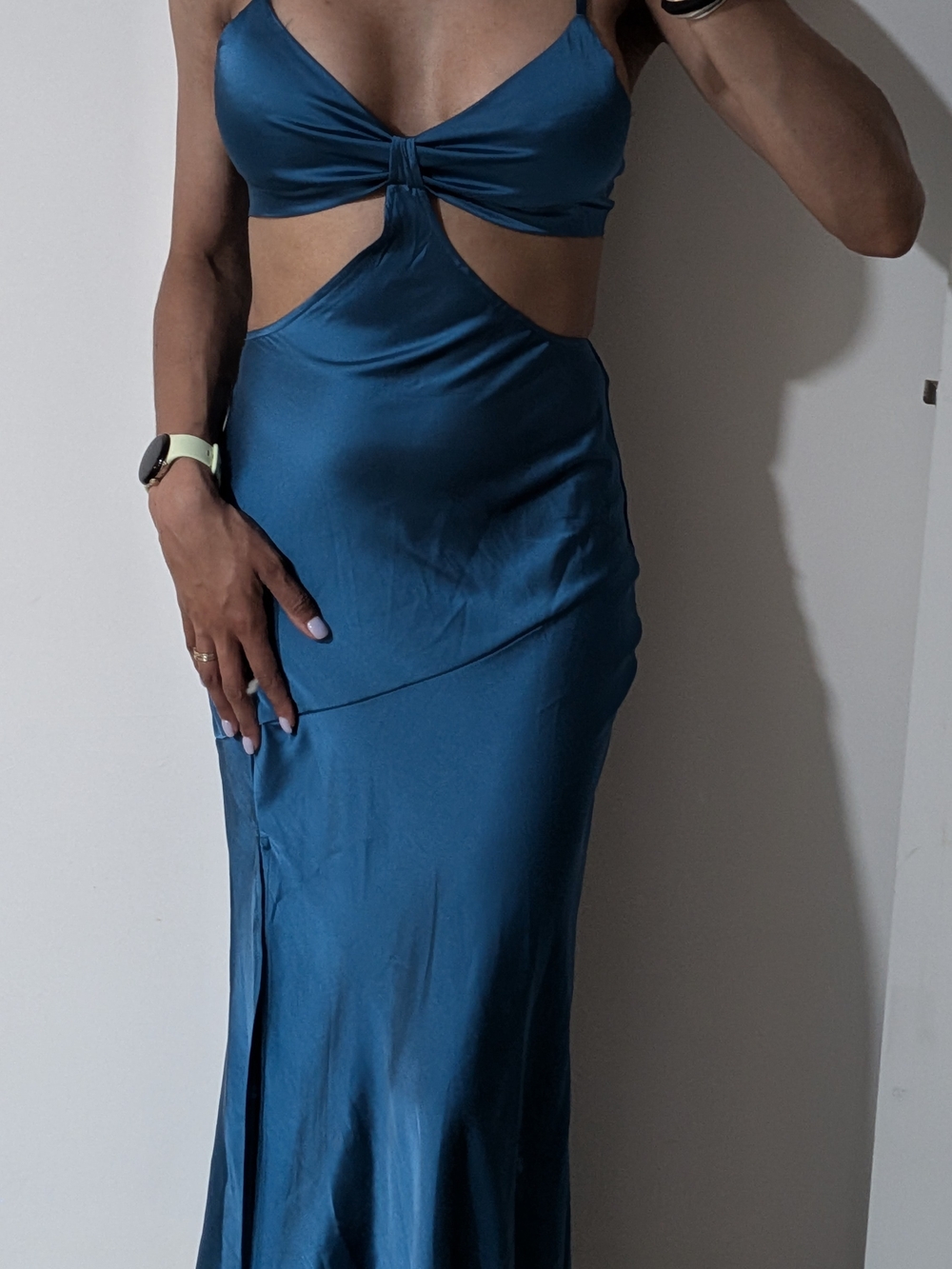 SHEIN Teal Mini Dress with Front Cutout
